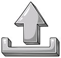 Three dimensional grey upload arrow icon for digital data transfer and online file sharing Royalty Free Stock Photo