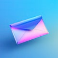 A three-dimensional icon of a mail letter in pink and blue shades. Royalty Free Stock Photo