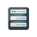 Three-dimensional icon representing a database or server. Features a rectangular Royalty Free Stock Photo