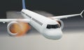 Three-dimensional illustration 3D Dramatization of Boeing 737 Airplane Accident Fire