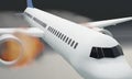 Three-dimensional illustration 3D Dramatization of Boeing 737 Airplane Accident Fire