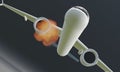 Three-dimensional illustration 3D Dramatization of Boeing 737 Airplane Accident Fire