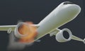 Three-dimensional illustration 3D Dramatization of Boeing 737 Airplane Accident Fire