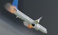 Three-dimensional illustration 3D Dramatization of Boeing 737 Airplane Accident Fire