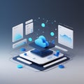 illustration image of futuristic technology with serverless computing system