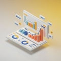 Three-dimensional illustration of a digital analytics dashboard Royalty Free Stock Photo