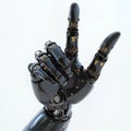 A three-dimensional illustration of a robot hand displaying a rock and roll gesture. Royalty Free Stock Photo