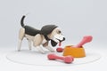 3D illustration of different activities of dogs