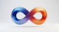 A three-dimensional infinity symbol against a light grey background. The symbol Royalty Free Stock Photo