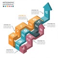 Three-dimensional infographic with a stepwise arrow design. Each Royalty Free Stock Photo