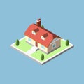 Three-dimensional isometric village buildings Royalty Free Stock Photo