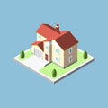 Three-dimensional isometric village buildings, Real estate icon Royalty Free Stock Photo