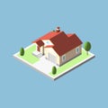 Three-dimensional isometric village buildings, Real estate icon Royalty Free Stock Photo