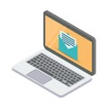 Three-dimensional laptop. mail client. isometric illustration white background. Royalty Free Stock Photo