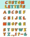 Three-dimensional layered custom children alphabet font. Royalty Free Stock Photo