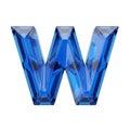Blue Crystal Letter W on a Transparent Background alphabet typography Royalty Free Stock Photo
