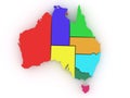 Three-dimensional map of Australia Royalty Free Stock Photo