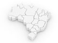 Three-dimensional map of Brazil. 3d Royalty Free Stock Photo
