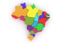 Three-dimensional map of Brazil. 3d