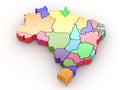 Three-dimensional map of Brazil. 3d