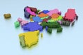 Three-dimensional map of Europe in bright colors isolated on a blue background Royalty Free Stock Photo