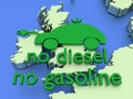 Three-dimensional map of Europe showing UK to ban sales of new diesel and gasoline cars in 2030