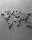 Three-Dimensional Metallic World Map on Gray Background Royalty Free Stock Photo