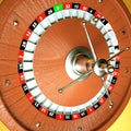 Three-dimensional model of a roulette drum on a yellow background. 3d render illustration