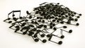 three-dimensional notes are scattered on a white background. musical concept. 3d render Royalty Free Stock Photo