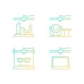 Three dimensional objects production gradient linear vector icons set