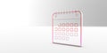 Three-dimensional, outline calendar icon.
