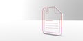 Three-dimensional, outline document icon with paper clip.