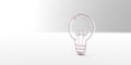 Three-dimensional, outline light bulb icon.