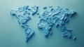Three-Dimensional Pale Blue World Map Relief Royalty Free Stock Photo