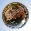 A Three Dimensional Panoramic Aerial View In A Mini Planet Panorama Style Of Hamina City And The Largest Finnish Flag In The World