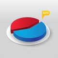 Three dimensional pie chart. Vector illustration decorative design Royalty Free Stock Photo