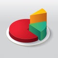 Three dimensional pie chart. Vector illustration decorative design Royalty Free Stock Photo