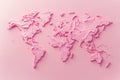 Three-Dimensional Pink World Map with Impasto Texture Royalty Free Stock Photo