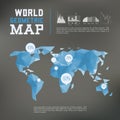 Three dimensional polygonal world map and Royalty Free Stock Photo