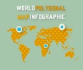 Three dimensional polygonal world map and Royalty Free Stock Photo