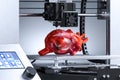 Three-dimensional Printer Printing Realistic Heart For Transplantation. Futuristic Technologies. 3d rendering.