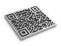 A three-dimensional qr code with a black and white pattern on a gray background Royalty Free Stock Photo