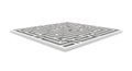A three-dimensional, rectangular maze features high, white walls forming a Royalty Free Stock Photo