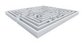 A three-dimensional, rectangular maze with smooth, uniform white walls. The Royalty Free Stock Photo