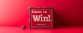 Three dimensional red contest entry box with bold white Enter to Win! text, symbolizing competitions, giveaways, raffles, and Royalty Free Stock Photo