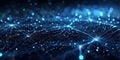 3d render of intricate network of fibre optics with a pulse of glow