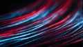 3d render of intricate network of fibre optics with a pulse of glow