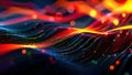 3d render of intricate network of fibre optics with a pulse of glow