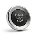 A3D Rendered Engine Start Stop Button with Metallic Bezel on a White Background vehicle Royalty Free Stock Photo