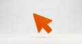 3D Rendered Orange Computer Mouse Cursor Arrow Icon on a White Background pointer Royalty Free Stock Photo